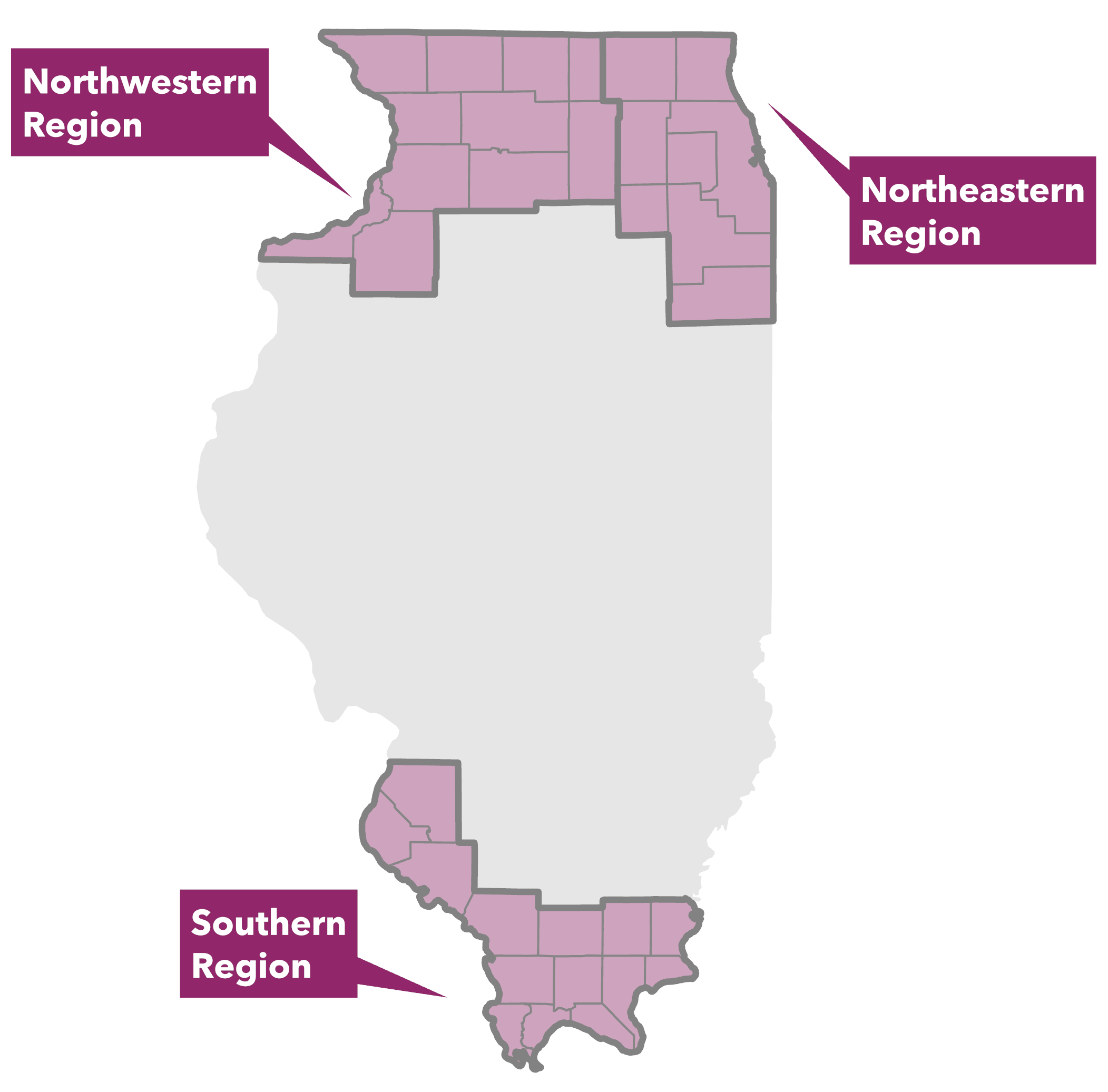 Map of Illinois highlighting regions where Plants of Concern is active.